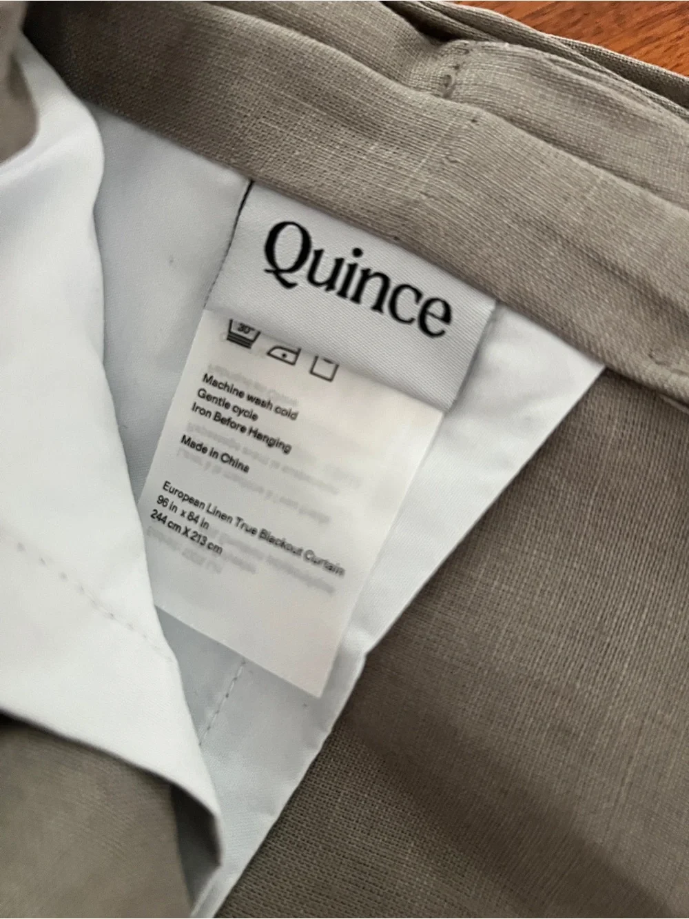 Quince European Linen True Blackout Curtain Panel 96x84